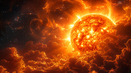 Wall Mural - background sun on deep space and nebula