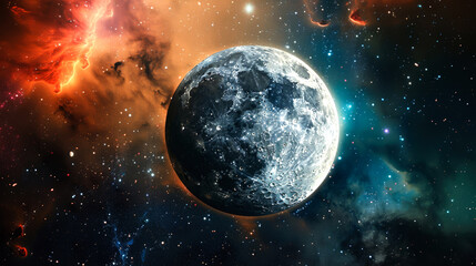 Wall Mural - moon in deep space nebula