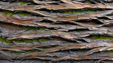 Wall Mural - detailed texture of tree bark with moss, more clarity with clear light and sharp focus, high detaile
