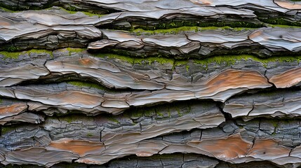 Wall Mural - detailed texture of tree bark with moss, more clarity with clear light and sharp focus, high detaile