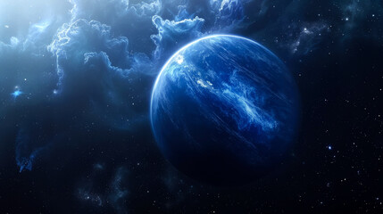 Wall Mural - background Neptune's on deep space and nebula