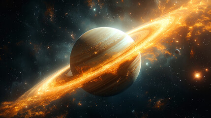 Wall Mural - background Saturn on deep space and nebula