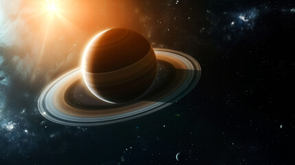 Wall Mural - background Saturn on deep space and nebula