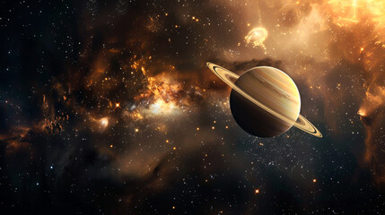 Wall Mural - background Saturn on deep space and nebula