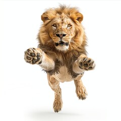 Poster - Majestic Lion in mid-air Leap