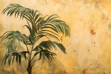 Canvas Print - Palm plant painting outdoors drawing.