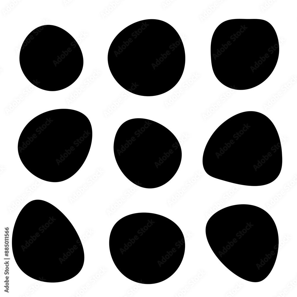 Irregular organic blob shape. Random pebble, irregular splat, liquid drop, stain. ink spot vector set. 