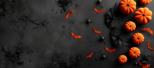 Halloween background with pumpkins, black and orange colo