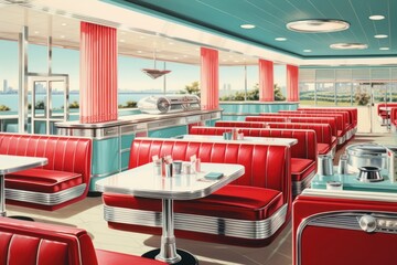 Wall Mural - Architecture restaurant cafeteria furniture.