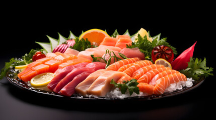 Canvas Print - Japanese sashimi platter food photography poster background