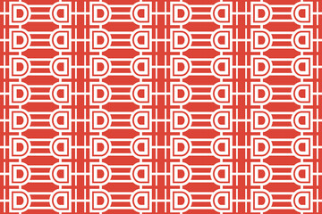 Poster - combination Letter D and rectangle shape maked a pattern, red color object isolated on white background.