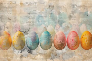 Sticker - Easter eggs ephemera border backgrounds drawing paper.