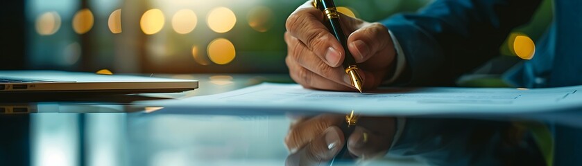 Wall Mural - Man Signing Document with a Fountain Pen