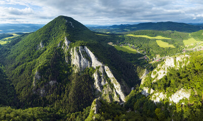 Poster - Maninska Tiesnava - Slovakia mountain panorama at sunset