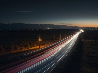 Wall Mural - Long-exposure photography revealing dynamic light trails