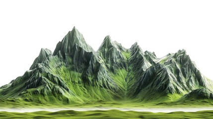 Poster - An isolated green mountain in the forest on a white background. 3D illustration.