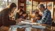 © john - A family sits around a wooden table, discussing estate planning documents