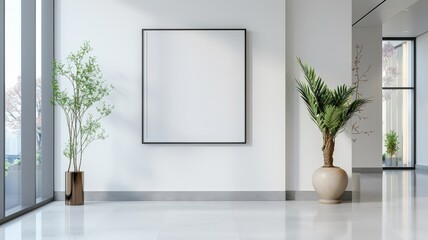 Wall Mural - A modern acrylic sign with a blank transparent surface, perfect for a contemporary art installation.