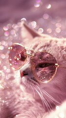 Poster - Pink cat glasses photo accessories sunglasses accessory.