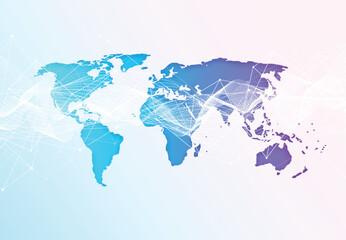 Aufkleber - global network connection. world map point and line composition concept of global business. vector i