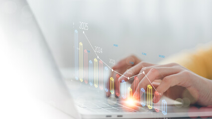 businessman analyzing economic growth graph financial data. stock market investment. financial and b