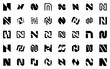 © Nataliia - Abstract logos collection with letter N. Geometric abstract logos. Icon design
