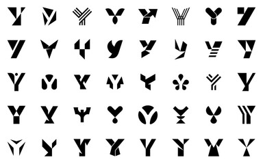 Poster - Abstract logos collection with letter Y. Geometric abstract logos. Icon design
