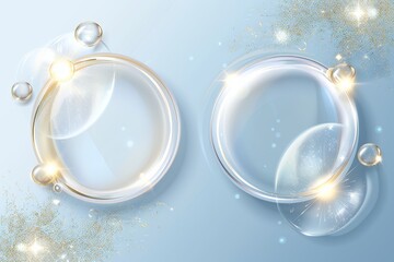 Fototapete - Abstract design with bright glowing bubbles and flowing light, showcasing modern elegance and dynamic patterns in a luminous composition