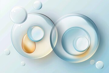 Fototapete - Abstract design with flowing light and bubbles, showcasing modern elegance and fluid shapes in a bright, luminous composition