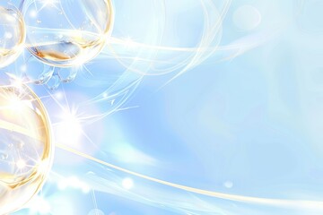 Fototapete - Abstract design with flowing light and bubbles, showcasing modern elegance and fluid shapes in a bright, luminous composition