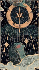 Wall Mural - Illustrations of tarot cards, the theme of isoterics and fortune telling Generative AI	
