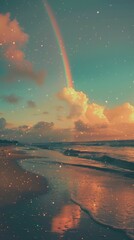 Poster - Aesthetic wallpaper rainbow beach cloud.