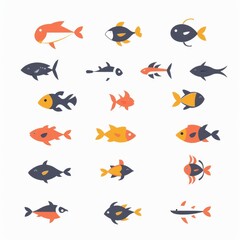 Wall Mural - Fish flat icon, mackerel shape, minimal fishing symbol, tuna silhouette, salmon sign, color fish