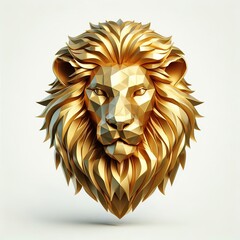 Wall Mural - A three-dimensional, Gold polyon of beautiful Lion head