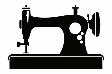 Wall Mural - 
Sewing machine silhouette, sewing machine old retro vintage icon vector illustration
