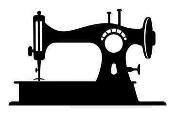 Wall Mural - 
Sewing machine silhouette, sewing machine old retro vintage icon vector illustration
