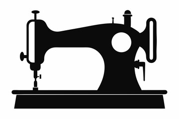 Wall Mural - 
Sewing machine silhouette, sewing machine old retro vintage icon vector illustration
