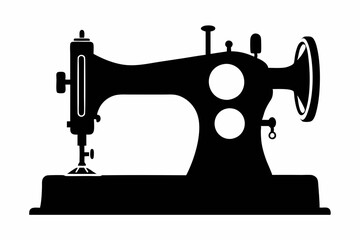 Wall Mural - 
Sewing machine silhouette, sewing machine old retro vintage icon vector illustration
