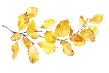 Canvas Print - Golden autumn leaves watercolor illustration