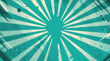 Abstract turquoise striped background with halftone corners, capturing retro comic style