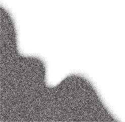 Poster - Dotted corner. Noise gradient fade stipple effect. Halftone grunge gradation shadow. Gritty grain border. Black wavy shape