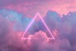 © ArtSpree - an abstract neon-lit cloud surrounded by a neon light ring in the dark night sky, forming a glowing geometric shape with a round frame. Beautiful simple AI generated image in 4K, unique.