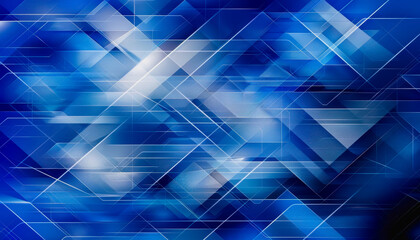 Wall Mural - Minimalistic blue abstract background with geometric lines and digital elements