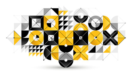 Wall Mural - Abstract vector geometric background, tech engineering look like shapes and lines composition, technology industry style, modular mosaic isolated.