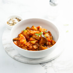 Canvas Print - Healthy harvest ragout with eggplant and tomato