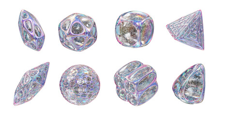 Poster - Holographic element set pack isolated background 3d rendering	
