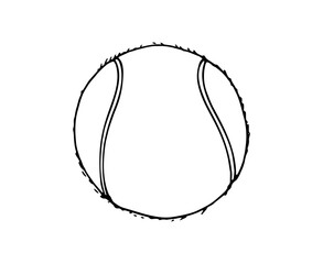 Hand-drawn tennis ball illustration in a white background. Tennis equipment.  Sport activity concept.