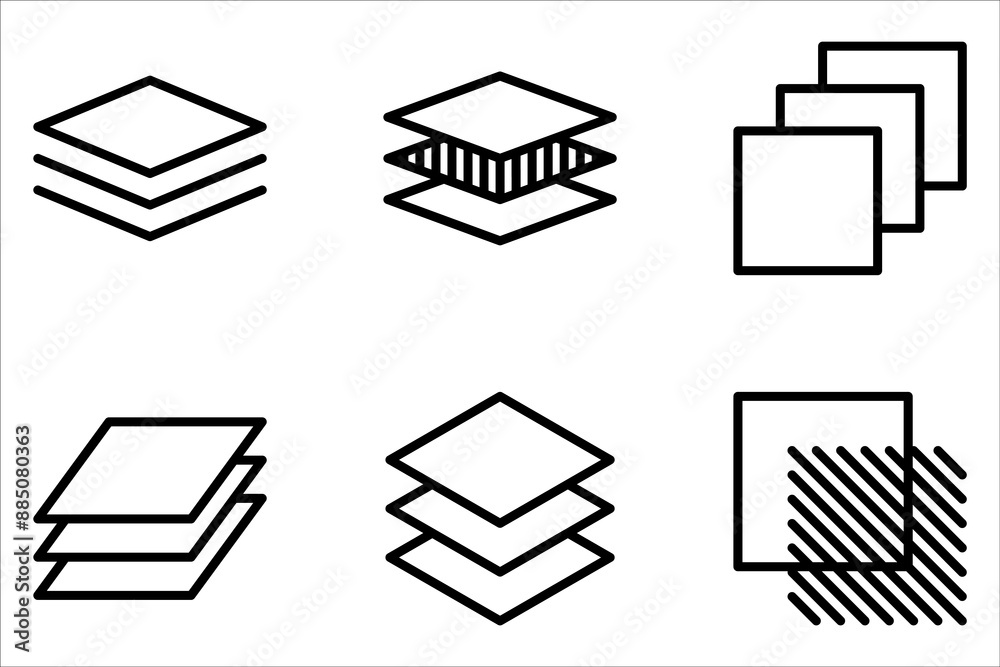 Layer line icon set. Layout sign on white background Stock Vector ...