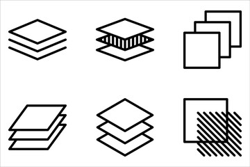 Layer line icon set. Layout sign on white background