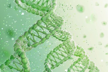 Poster - DNA helix green leaf eco-scientific design. Beautiful simple AI generated image in 4K, unique.